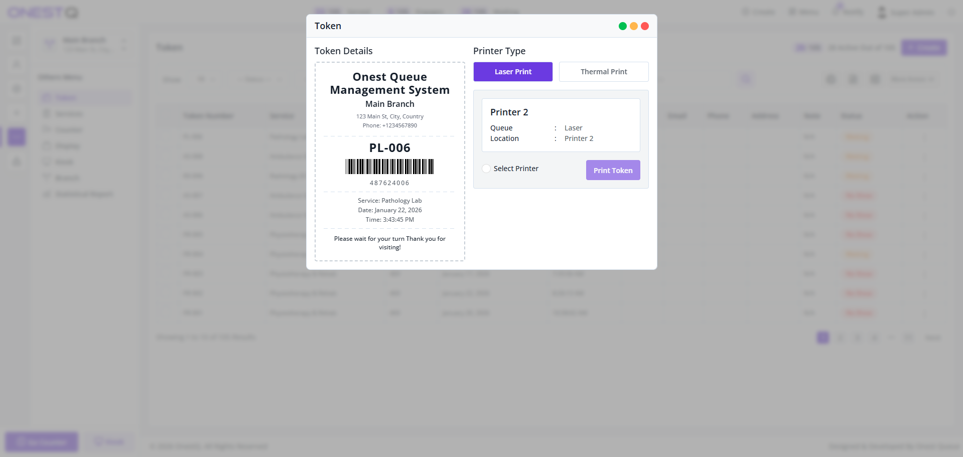 Token print preview